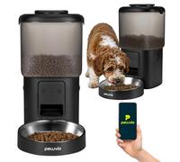 Peluvio Crispy Wi-Fi Comedero Automático para Perros con App, Dispensador de Pienso 4,5 L, Alimentación Programada, Respaldo con Pilas hasta Aprox. 2 Meses, Cuenco Inoxidable, USB-C, 2 Desecantes