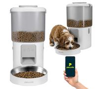 Peluvio Crispy Wi-Fi Comedero Automático para Perros con App, Dispensador de Pienso 4,5 L, Alimentación Programada, Respaldo con Pilas hasta Aprox. 2 Meses, Cuenco Inoxidable, USB-C, 2 Desecantes