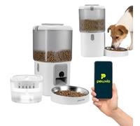 Peluvio Feast Comedero Automático para Perros con Cámara 3MP y Visión Nocturna, Control por App Wi-Fi, Programable 5 Comidas, Depósito 4,5 l con Desecantes, Fuente de Agua con Filtro 2,5 l