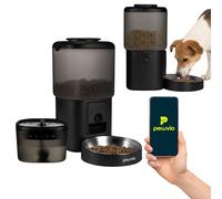 Peluvio Feast Comedero Automático para Perros con Cámara 3MP y Visión Nocturna, Control por App Wi-Fi, Programable 5 Comidas, Depósito 4,5 l con Desecantes, Fuente de Agua con Filtro 2,5 l
