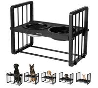 Peluvio Levee Comedero Perro Elevad, 5 Alturas Ajustables con Inclinación 10° para Perros Pequeños, Medianos y Grandes, Incluye Comedero Lento 1100 ml y Bebedero Elevado 1450 ml Anti Salpicaduras