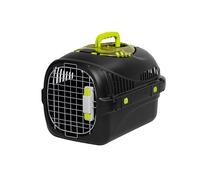 Peluvio Safy Transportín para Perro Pequeño Rígido para Coche, Seguro, Ventilado, Puerta Metálica, Tapa Superior, Rejilla Extraíble, Cuenco, Doble Cierre, Asa Plegable, Fácil de Limpiar, hasta 5 kg