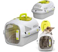 Peluvio Safy Transportín para Perro Pequeño Rígido para Coche, Seguro, Ventilado, Puerta Metálica, Tapa Superior, Rejilla Extraíble, Cuenco, Doble Cierre, Asa Plegable, Fácil de Limpiar, hasta 5 kg