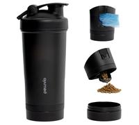 Peluvio Tappy Botella Portátil de Agua para Perros, Bebedero de Viaje 4 en 1 Todo en Uno con Asa Colgable Compartimento para Comida y Bolsas para Heces, Sin Fugas, para Paseo y Viajes, 450 ml y 150 ml