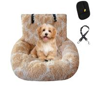 Pelzbarn Protecting Car Bed, Ultra-Soft Dog Seat with Quick-Dry Fabric for Car, Non-Slip Fluffy Travel Seats with Safety Straps & Cushion, Pet Travel Chair Protector with Thick Cushion, Easy to Clean