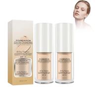 Pemarlis 2 PCS Foundation Color Changing, Base Tono Piel Cálida Que Cambia Color Impecable, Base Maquillaje Corrector Cobertura Líquida Rostro Desnudo, Resistente al Agua, Duradero cream 1