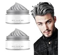Pemarlis 2PCS Cera del color del pelo, modelado temporal de una sola vez Cera natural del teñido de pelo del color,Tinte de Cabello Temporal Mujer y Hombre Para Fiestas, Cosplay y Halloween,Gris