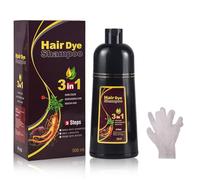 Pemarlis 500ml Champú instantáneo negro 3 en 1,Champú instantáneo para cabello negro Champú colorante para cabello gris,Champú Tinte Negro Contenía Hierbas Naturales,cobertura 100% canas,marrón