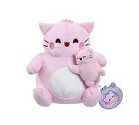 PEMBE - Peluche 23 cm Pequeño Pembe Abrazo | Personaje Pink Cat con Textura Extra Blanda | Cojín Decorativo para Dormitorio | Figura de Felpa Suave con Detalles Bordados