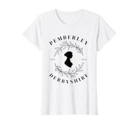 Pemberley Derbyshire 1813 Orgullo y prejuicio Jane Austen Camiseta gráfica económica, Mujer, Blanco, S