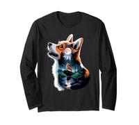 Pembroke Welsh Corgi Aullando A La Luna Corgis Manga Larga