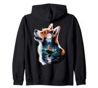 Pembroke Welsh Corgi Aullando A La Luna Corgis Sudadera con Capucha