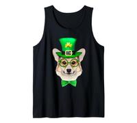 Pembroke Welsh Corgi Dog Lucky Charm Shamrock Patricks Day Camiseta sin Mangas
