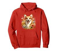 Pembroke Welsh Corgi, flores silvestres de verano, bonitas flores florales Sudadera con Capucha