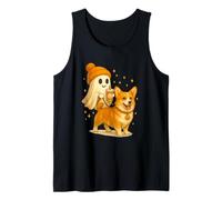 Pembroke Welsh Corgi Halloween Ghost Walking Dog Camiseta sin Mangas