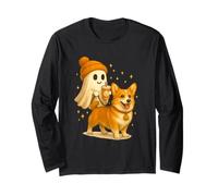 Pembroke Welsh Corgi Halloween Ghost Walking Dog Manga Larga