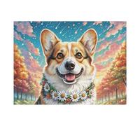 Pembroke Welsh Corgi Puzzle 500 Piezas Colorido Vibrante Animal de compañía Lindo Rompecabezas para Adultos Obra De Arte Familiar Estera Portátil DIY Creativo 500 PCS