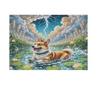 Pembroke Welsh Corgi Puzzles 300 Piezas Desafío Nivel Difícil Animales de compañía Lindos Rompecabezas para Adultos Aliviar Estrés Decoración Hogar DIY Moderno Portátil 300 PCS