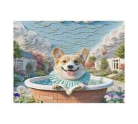Pembroke Welsh Corgi Puzzles 500 Piezas Estera Portátil Familiar Grande Animales de compañía Lindos Rompecabezas para Adultos Aliviar Estrés 3D Maquetas Construir DIY Moderno 500 PCS