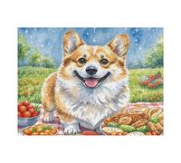 Pembroke Welsh Corgi Puzzles 500 Piezas Obra De Arte Decorativa Animal de compañía Lindo Rompecabezas Familiar para Adultos DIY Creativo Aliviar Estrés Portátil 500 PCS