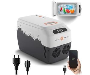peme Nevera Portatil Termoelectrica Coche 12v 220 240v Refrigerador Frigorífico para Camping Viaje Auto con Correa Silenciosa 26dB Portatil Congelador Frío Calor Frigobar Camper 28,3L USB - GO 30