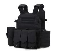 Peminkoo Chaleco táctico Armadura Corporal Portador de Placas de Caza Accesorios de Airsoft Combate Militar ejército Wargam molle (Black)