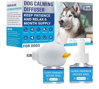 PEMOO Kit difusor de feromonas calmante para perros y cachorros, alivio de la ansiedad y reducción del estrés, difusor enchufable de 48 ml x 2 y 1 que reduce el comportamiento destructivo, accidentes