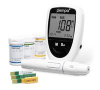 PEMPA 3en1 medidor de glucosa en sangre y kit de prueba de colesterol en casa y kit de prueba de ácido úrico | kit de prueba de diabetes - kit medidor de glucosa multifuncional con tiras y lancetas
