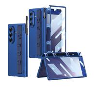 Pen-Box Bisagra Magnética Funda De Teléfono para Samsung Galaxy Z Fold 7, Carcasa Plegable con Pulsera para Z Fold7, Cubierta Protectora con Película De Vidrio Templado (Azul)