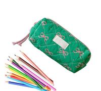 Pen Case for Kids, Bow Design, Polyester Large Capacity Pencil Pouch, Multifunctional School Supplies, Lightweight Stationery Container, Durable Material, Home & Classroom Use, .68x3.35x2.36in, Verde