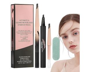 Pen de ceja curvada, lápices de cejas para mujeres | Cepillo de cejas en ángulo lágrima a la ceja | Pincel en ángulo lágrano, aplicador de punta de microfork de 4 puntas, permanecer encendido todo el