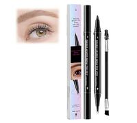 Pen de cejas de doble extremo 2 en 1 con pincel, lápiz de cejas 3D impermeable 3D con punta de microfork y punta de cepillo precisa, duradera para golpes naturales realistas (Dark Brown)