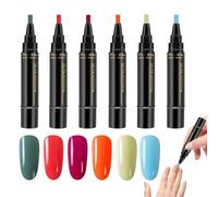 Pen De Esmalte De Uñas - Set De Bolígrafos De Arte De Uñas | Bolígrafos De Gel Para Uña| Dry De 6 Colores Uña Pintura De Gel Naail Art | No UV .il Es Un Bolígrafo Para Uñaa Reales, /il Pen