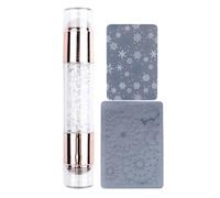Pen De Estampilla De Arte De Uñas - Bolígrafos De 11.5x2 Cm De Estampas De Uñas | Herramientas De Estampado De Doble Extremo, Kit De Bolígrafos De Estampado Adornado De Doble Cabeza, Plantillas De Sel