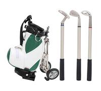 Pen de Golf Set Premium Desktop Mini Golf Bags con 3 bolígrafos de bolígrafo aleación de Zinc PU Cuero Pluma de Golf Stand Amantes del Golf Torneo (Green White)
