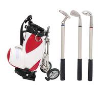 Pen de Golf Set Premium Desktop Mini Golf Bags con 3 bolígrafos de bolígrafo aleación de Zinc PU Cuero Pluma de Golf Stand Amantes del Golf Torneo (White and Red)