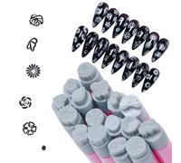 Pen de sello de uñas - 8 piezas 16 cabezas naiļ aŕt set de sellos, arte de uñas | Herramientas de arte ingenuas: diseños de para elegir, puede traer alegría y emoción a cualquier amante de Naiļ