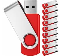 Pen Drive 16 GB 10 Piezas USB Flash Drives Rojo Giratoria Memoria USB 2.0 16GB PenDrive 10 Unidades Económico Almacenamiento Externo Unidad Flash USB con Cuerda para la Familia/Oficina by FEBNISCTE