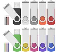 Pen Drive 16GB Memoria USB 10 Piezas Pendrives 16 GB Giratorios Práctico Multicolor Unidad Flash USB 2.0 con 10 Unidades Cordones para Empresa Anuncia y Buscaba by FEBNISCTE