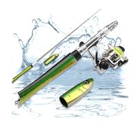 Pen Fishing Pole 55 Inch 1.6m Individual Fish-Shaped Mini Pocket Fishy Flow Rod Travel Rod Set for Mini Ice Fishing Pole Sea Saltwater Freshwat (green-39.37 in-1m)