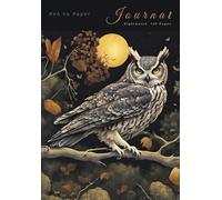 Pen to Paper Journal Nightwatch 120 Pages: A5 Writing lined book memoir Bird fantasy theme 2 : Designed by Aetherial Moon
