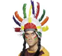 Penacho Indio Hombre Mujer Lejano Oeste Nativo Brave Pieza Cabeza Elegante Dres