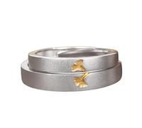 PENCHEAK Anillos Elegantes De La Pareja De Hojas Ginkgos Con Accesorio Portátil Ajustable Para Expresar Amor Y Celebrar Un Momento Único Joyas Del Día Valentín