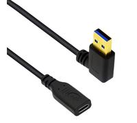 PENCHEAK Cable de datos USB 3.0 a tipo C con ángulos de 90 grados, transmisión eficiente de datos macho a hembra, 20 cm, para lector de tarjetas tipo C a carga USB