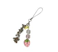 PENCHEAK Cadena De Estrella Del Llavero De Inspiración Mágica Con Los Tréboles Fresa Y Botón Detalle Joyería Linda Decoración Botón Colgante