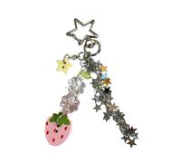 PENCHEAK Cadena De Estrella Del Llavero De Inspiración Mágica Con Los Tréboles Fresa Y Botón Detalle Joyería Linda Decoración Botón Colgante