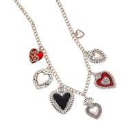 PENCHEAK Collar De Declaración De Plata Antigua Multipropósito Con Múltiples Colgantes Corazón En Llamas Y Diseños Góticos Collar Religioso Vintage