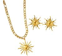PENCHEAK Delicado juego de collar y pendientes de sol, multifuncionales, accesorios de moda, aretes de gota adecuados para la elegancia cotidiana joyas de acero inoxidable, talla única, como se