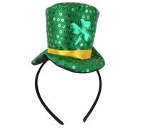 PENCHEAK Diadema de duende verde, sombrero superior para el pelo, diadema para el día irlandés, disfraz de duende para reuniones al aire libre, sombrero irlandés para hombres y mujeres