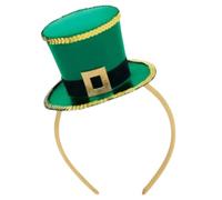 PENCHEAK Diadema de duende verde, sombrero superior para el pelo, diadema para el día irlandés, disfraz de duende para reuniones al aire libre, sombrero irlandés para hombres y mujeres